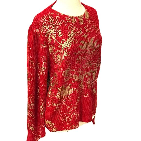 Jodifl Sweater Womens Knit NEW Christmas Holiday Red Gold Sparkle Gift LargeSize - Picture 3 of 9